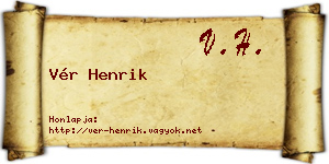 Vér Henrik névjegykártya